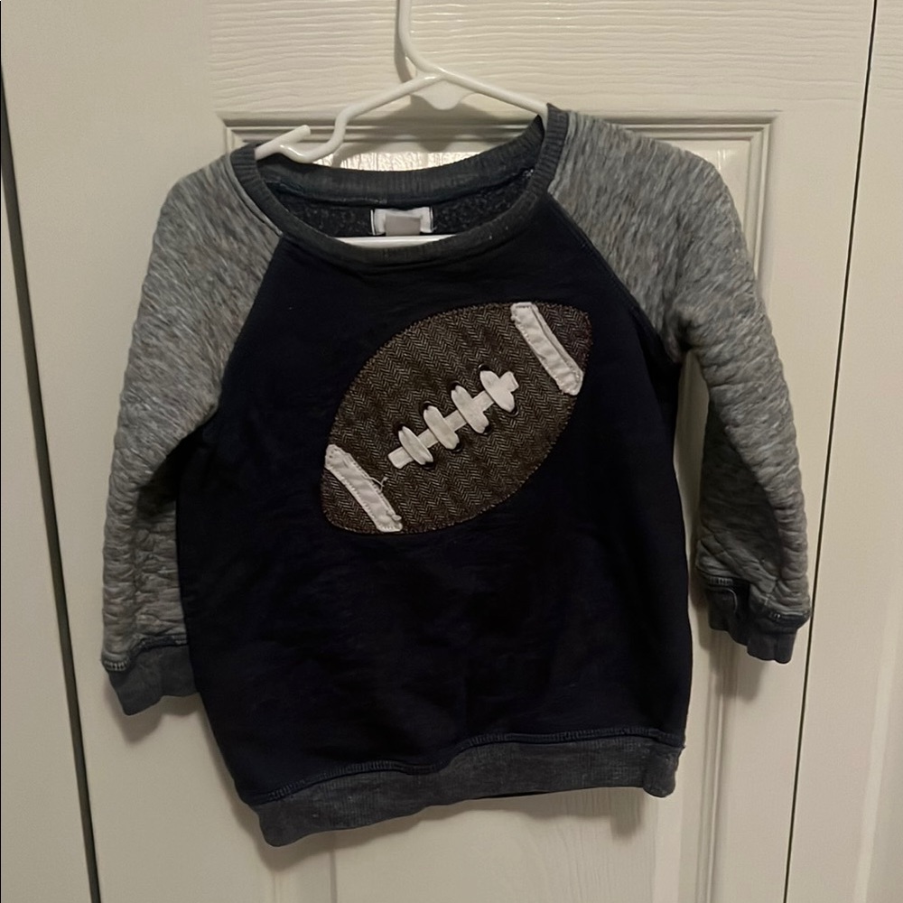 Mud Pie Blue and Gray Football Hoodie